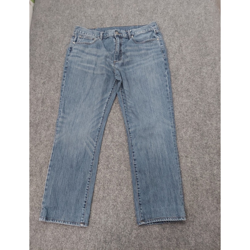 Brooks Brothers Jeans Mens 38x28 (Tag 38x32) Blue Straight Fit Professional Hem